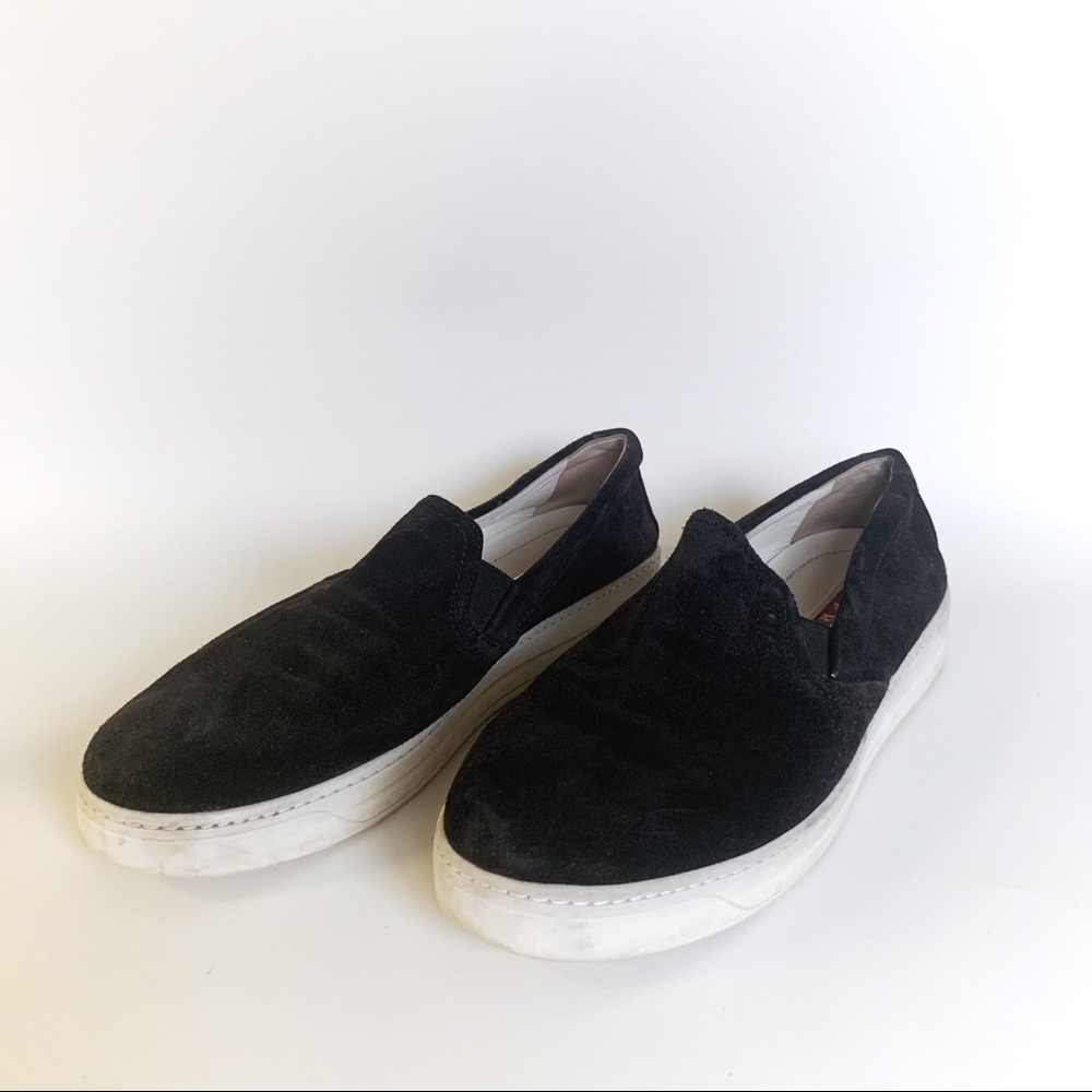 Prada Black Suede Slip Ons